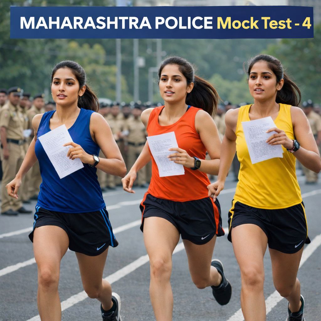 Maharashtra Police Mock Test 4 girls running with question paper police recruitment preparation