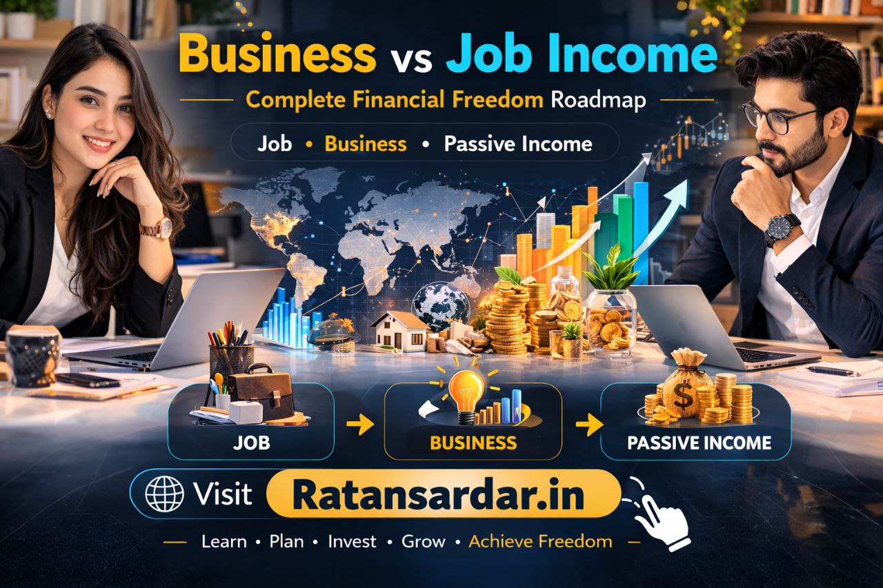 Business vs Job Income complete financial freedom roadmap with job business and passive income strategy – Ratansardar.in