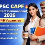 UPSC CAPF Assistant Commandant 2026 recruitment banner showing confident female aspirant and uniformed commandant officer with 349 vacancies and exam dates.