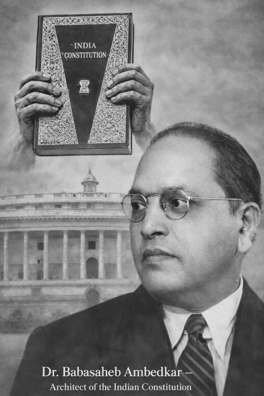 Dr Babasaheb Ambedkar Indian Constitution Parliament black and white
